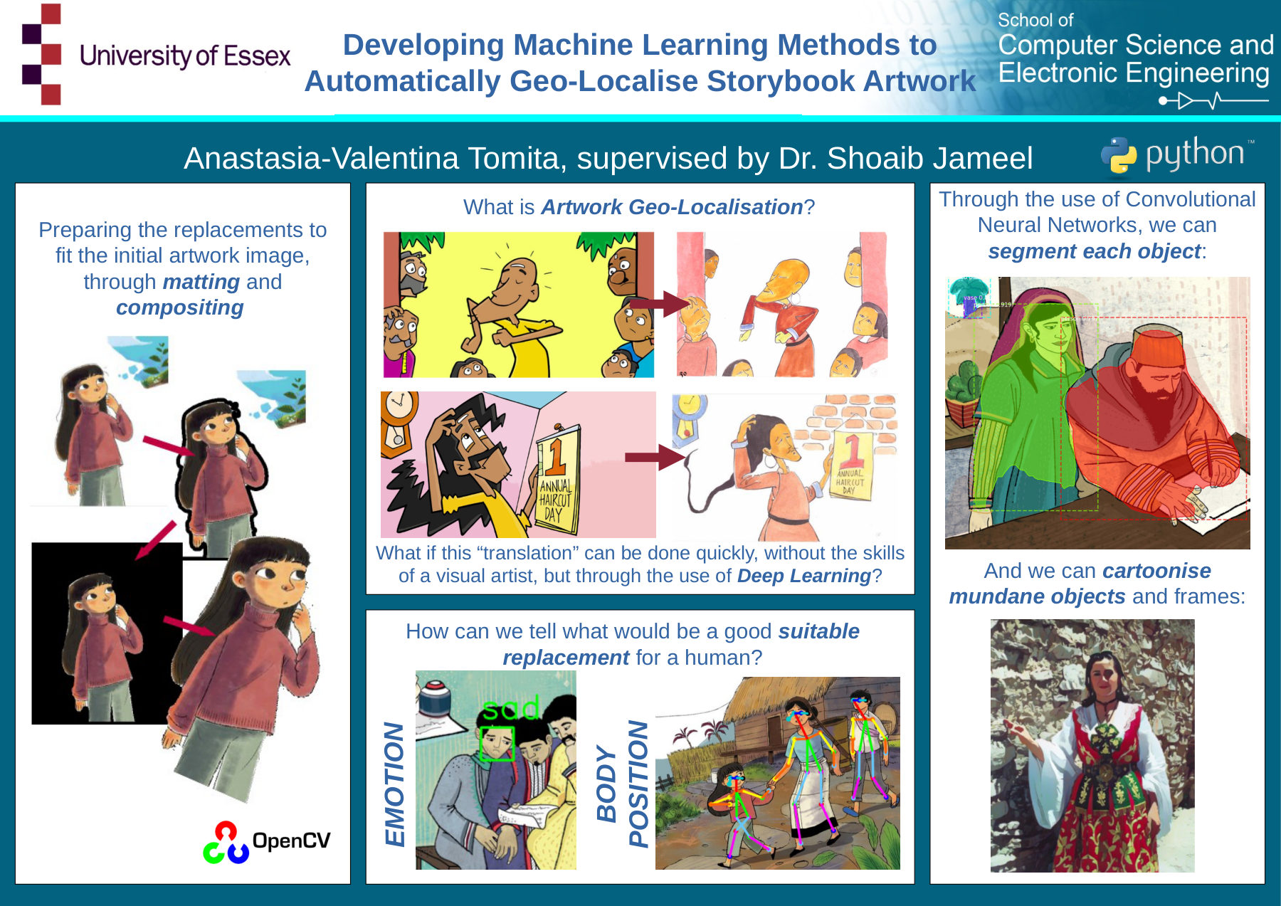 CE301 capstone poster: Developing Machine Learning Methods to Automatically Geo-Localise Storybook Artwork