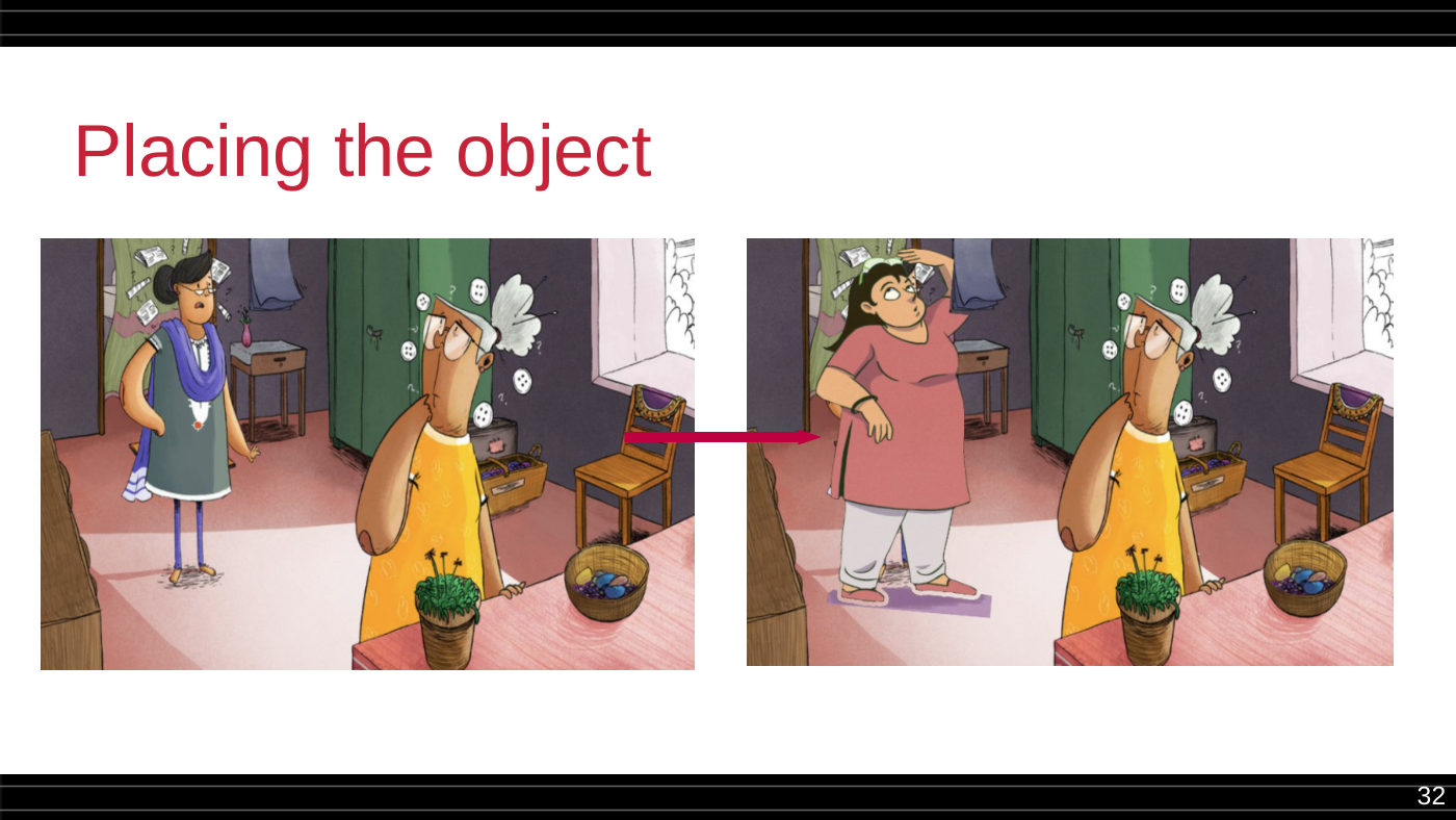 Final placement of the geo-localised character back into the illustration