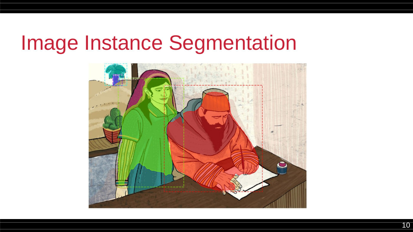 Instance segmentation of human figures in a children's book illustration