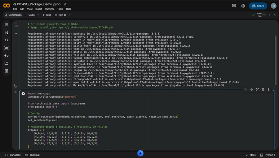 PICASO pip-installable package running in a notebook
